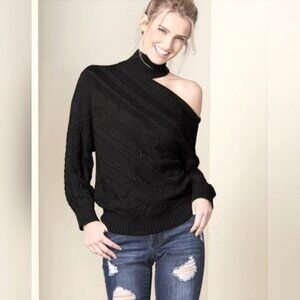 Venus One-Shoulder Turtleneck Sweater size small